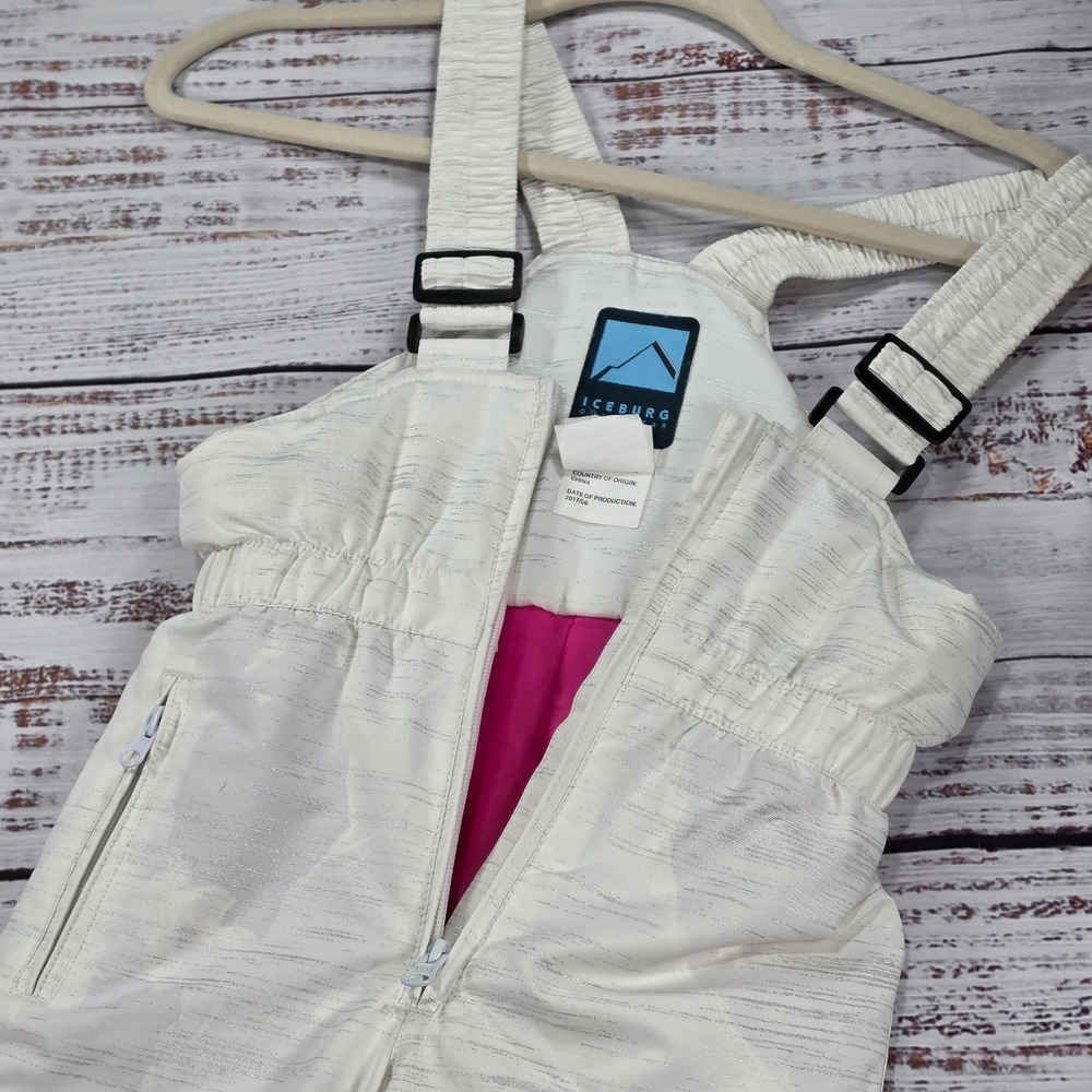 Iceburg Snow Pants 4T White Excellent Adjustable Straps Pockets Ski Pants Bibs